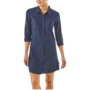 Patagonia Sunset Valley Shirt Dress Organic Cotton Green Women’s Small